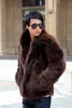 남성 겨울 가짜 모피 코트 멋진 따뜻한 코트 패션 브라운 블랙 남성 플러스 사이즈 S-XXXL