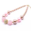 Pink+Gold Color Kid Chunky Necklace Newest Arrivel Fashion Bubblegume Bead Chunky Necklace Jewelry For Baby Kid Girl