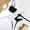 Cross Top wycięcie bikini 2020 bandaż stroje kąpielowe push up strój kąpielowy czarny biały opakowanie pływanie maillot de bain femme new2255689