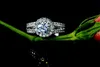 Yhamni skickat certifikat! Original 100% 925 Solid Silver Engagement Ring för Kvinnor 8mm 2ct Cubic Zircon Bröllop Ringar Mode Smycken KPR510
