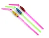 Wholesale-(6000 pcs/lot) 9.4'' 24cm eco-friendly solid color plastic drinking straws with paper umbrellas Cocktail straws