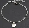 New Dog Paw Prints Heart Charms Bracelet Antique Silver DIY Handmade Link Chain Bracelet For Women hot