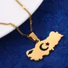 Colar com pingente de mapa de peru em aço inoxidável feminino corrente de bandeira turca joias9671067