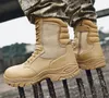 Top leather high Gang steel head anti pressure military boots anti puncture tactical boots wear resistant combat training Sneaker yakuda local online store