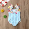 Ny baby flicka bedårande bikini en bit tofs badkläder blommig baddräkt tecknad fågel barn baddräkt prinsessan småbarn strandkläder1535688