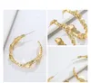 2019 New Fashion Gold Plated Irregular Hammered Hoop Stud Earrings 925 Sterling Silver Needle Personalized Earring Studs for Women Wholesale