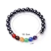 Sju Chakra Bead Armband - 8mm Naturlig lava Stenpärla Armband, Mäns Stress Relief Yoga Pärlor Aromaterapi Essential Oil Dispergerar Brac