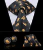 Hi-kravat Yüksek Kalite Ipek Erkek Kravatlar Moda Siyah Bağları Erkekler Için Ipek Kravat Altın Pattren Resmi Gömlek Kravat Düğün İş N-3008 Için