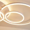 Anéis Acrílico Moderno LED Teto Lustre Dimmable com Controle Remoto para Sala de estar Quarto Jantar Cozinha Ilha Lâmpada