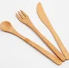 NEW ARRIVAL Bamboo Tableware 300pcs(100 set) 100% Natural Bamboo Spoon Fork Knife Set Wooden Dinnerware