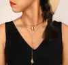 Gold Farbe Perle Kauri Shell Choker Halskette für Frauen Mode Muschel Anhänger Halskette Lange Kette Kragen Böhmen Schmuck GB986