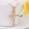 High quality men's cross 18k gold jewelry pendant necklace WGN703,A++ Yellow Gold white gemstone Necklaces with chains