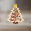 Patrón de árbol de navidad patrón de madera hueco copo de nieve muñeco de nieve campana colgando decoraciones colorido casero festival navidad ornamentos colgando GB1399