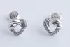 Autentico argento sterling S925 donne gioielli fai da te orecchini da donna cuori annodati orecchini con cristalli trasparenti per le donne regalo di nozze J5301249
