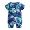 Abbigliamento neonato Pagliaccetto Neonato Ragazza Vestiti Tuta INS Manica corta Cerniera Floreale Foglie tropicali Flamingo Dinosauro Pagliaccetti completamente stampati