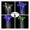 Banyo LED Duş Seti Modern Lüks Büyük Termostatik Değişici Mikser Spa Mist Şelale Yağış Tavan Duşu Masaj Vücut Sprey Ile