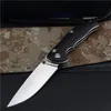 Couteau pliant de survie de haute qualité D2 Satin Drop Point Lame Noir G10 + Poignée en tôle d'acier Couteaux de sauvetage de poche EDC pour l'extérieur