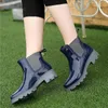 حار بيع النساء أحذية المطر السيدات مرونة الفرقة الصلبة الكاحل المطاط كعب مسطح ماء سحر rainboots 2016 جديد تصميم الأزياء pvc الأزياء