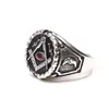 Titanium Stainless Steel Cool Fashion New Retro Freemason Masonic Ring Red Crystal Master Sun Moon Mason Ring Men Women