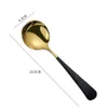 Colored Bouillon Spoon Round Shallow Soup Spoon Stainless Steel Ice Cream Party Dessert Spoons Teaspoon JK2005XB