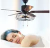 Loft Vintage Ceiling Fan Light E27 Edison 5 Bulbs Pendant Lamps Ceiling Fans Light 110V 220V 52 In. 5 Wooden Blades ( Bulbs included)