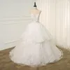 Vackra land bröllopsklänningar tillbaka spets prinsessa boll klänning anpassad tulle kjol ruffles brudklänning sweep tåg applikationer bröllopsklänningar