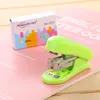 Mini Kawaii school office book stitching machine staples novelty green blue pink stapler book sewer set with blister packing