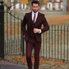 Moda Burgundy Noivo Smoking pico lapela Groomsmen Mens vestido de casamento Excelente Homem Jacket Blazer 3piece Suit (Jacket + Calças + Vest + Tie) 1809