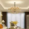 Crystal chandelier living room lamp modern minimalist atmosphere home dining room bedroom lamp luxury villa hall lamp cognac color chandelie