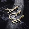 Colar com pingente de nome personalizado com letras iniciais de A-Z e diamantes cursivos de ouro real personalizado da moda para casais