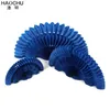 Haochu 1 Set Mörkblå 6st / Lot Openwork Paper Fans Flower Födelsedagsfest dekorationer Kids souvenirer för det nya året bröllop