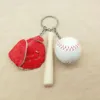 Softball Baseball Keychains Ball Key Ring Baseball Gloves Wooden Bat Bag Pendant Charm Key Chain Bag Pendants Gift GGA1788