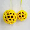 1pcs 14cm/ 5.5" Silk Sunflower Artificial Flower Ball Kissing Hanger Ball For DIY Wedding Party Decorations Bridal Flower Kissing Balls