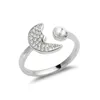 Moon Ring Instellingen 925 Sterling Silver Blanks Cubic Zirconia Ring DIY Sieraden Pearl Mounts 5 Pieces