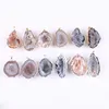 10Pcs 25-40mm Mixed Random Natural Color Druzy Cave Pendant Charm Irregular Genuine Raw Drusy Geode Stone Pendant Gold/Silver Plated Edge