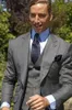 Summer Casual Grey Men Suits Tuxedos Masculino For Wedding 3Pieces(Jacket+Pants+Vest+Tie) Work Daily Wear Man Blazer