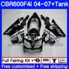 Body Repsol Black Hot för Honda CBR 600F4I CBR600 FS CBR600F4I 04 05 06 07 281HM.2 CBR 600 F4I CBR600 F4I 2004 2005 2006 2007 FEASIONS KIT