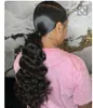 100% Real Remy Do Cabelo Humano Rabo de Cavalo # 1B cor natural Indiano Virgem Não Transformados Clipe em Extensões Da Onda Do corpo Do Cabelo Ponytail 140g