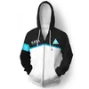 3D Impresso Jogo de Hoodie Detroit: Torne-se Humano RK800 Connor Cosplay Cosplay Capuz Capuz Jaqueta Unisex Moletom Moletom Com Capuz Capuz Roupa Roupa V191105