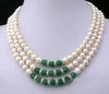 Collana con smeraldi di perle Akoya bianche a 3 file da 7-8 mm 17-19 ''