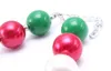 Natal Design Miúdo Colar Chunky Geen + Vermelho da menina da criança Bubblegum Colar Chunky Bead Jóias bebê Crianças