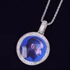 New Custom Photo Medallions Round Necklace Photo Frame Pendant With Rope Chain Gold Cubic Zircon Rock Street Men's Hip hop Jewelry