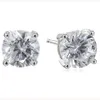 LuckyShine Dazzling Round White Cubic Zirconia Fashion Party Women Men Stud Earrigs Brand New 8 mm