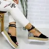 Summer Women Ankle Strap Sandals Platform Flat Mid Heel Sponge Sole Peep Toe 2020 New Casual Beach Ladies Shoes Zapatos de Mujer