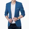 Mens coreano slim fit blazer de algodão moda terno jaqueta preta azul plus size M para 3XL Masculino blazers Mens casaco de Casamento