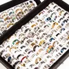 New fashion 50pcs/pack mix styles men's women's stainless steel jewelry rings gifts