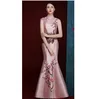 2019 sjöjungfru svans asiatisk stil kortärmad mode röd broderi brud bröllop qipao lång cheongsam kinesisk traditionell klänning retro