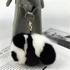 8cm söt äkta äkta päls panda björn väska charm keychain hängsmycke nyckelring barn leksak