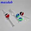 Narguilé 10mm 14mm kits de tuyaux de Nectar avec clou de quartz et récipient en silicone Mini tuyau de verre plate-forme pétrolière Bong