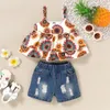 Mikrdoo Bambini Baby Girl Summer Moda Sweet Vestiti Set di stampa floreale Top + Shorts 2PCS Outfit